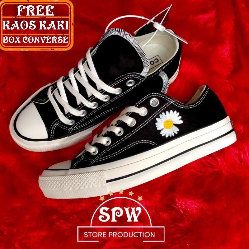 TERBARU CONVERSE MINUS ONE PEACE BLACK BUNGA LOW BNIB EGRET IMPORT (COD)