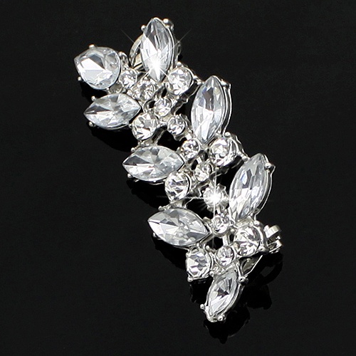 Hu Hu Hu Hu Hu Alat Bantu Pasang Kacamata♡ Anting Klip Bentuk Daun Aksen Kristal Berlian Imitasi Gaya Punk Untuk Wanita Charms