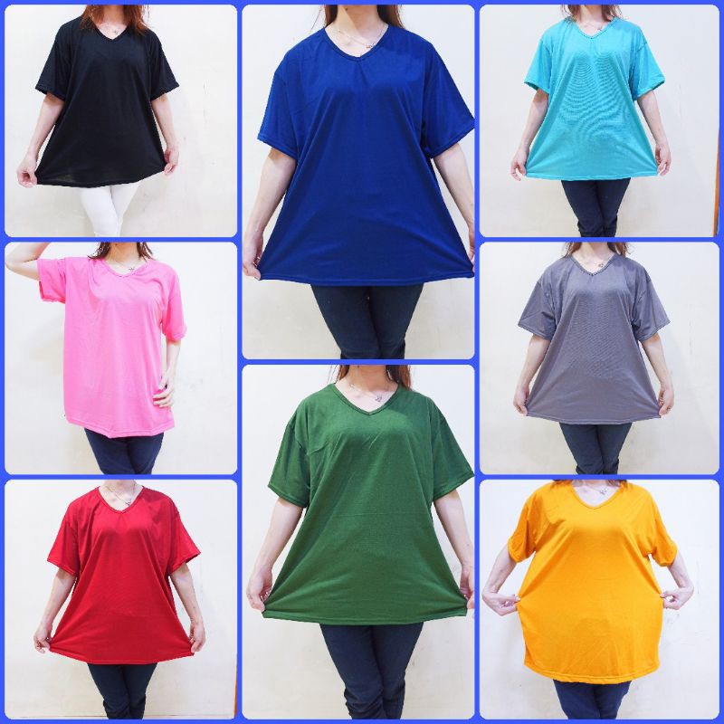 Kaos Atasan Wanita size Jumbo V neck XXXL / Atasan Jumbo polos