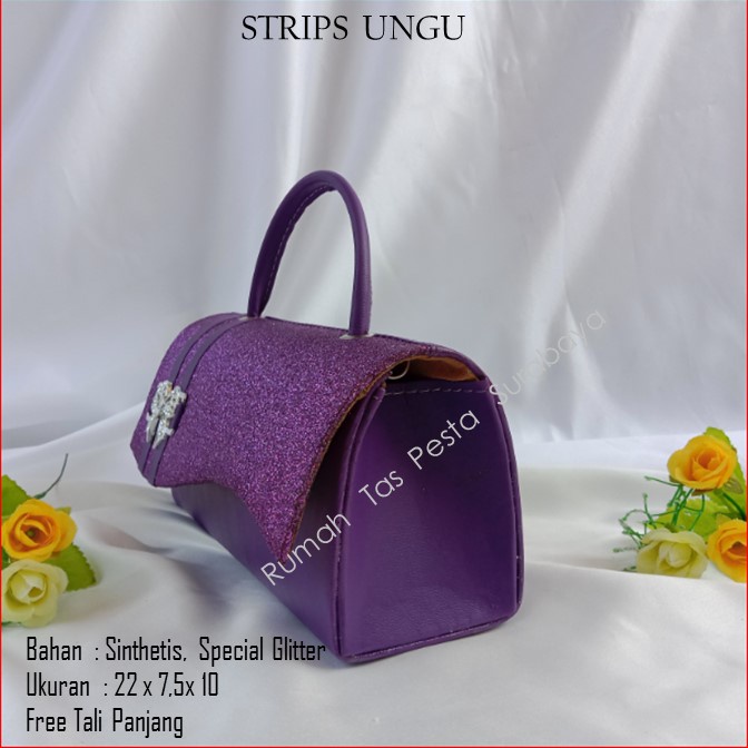 Tas Satin,Tas Clutch,Tas Seserahan,STRIPS UNGU