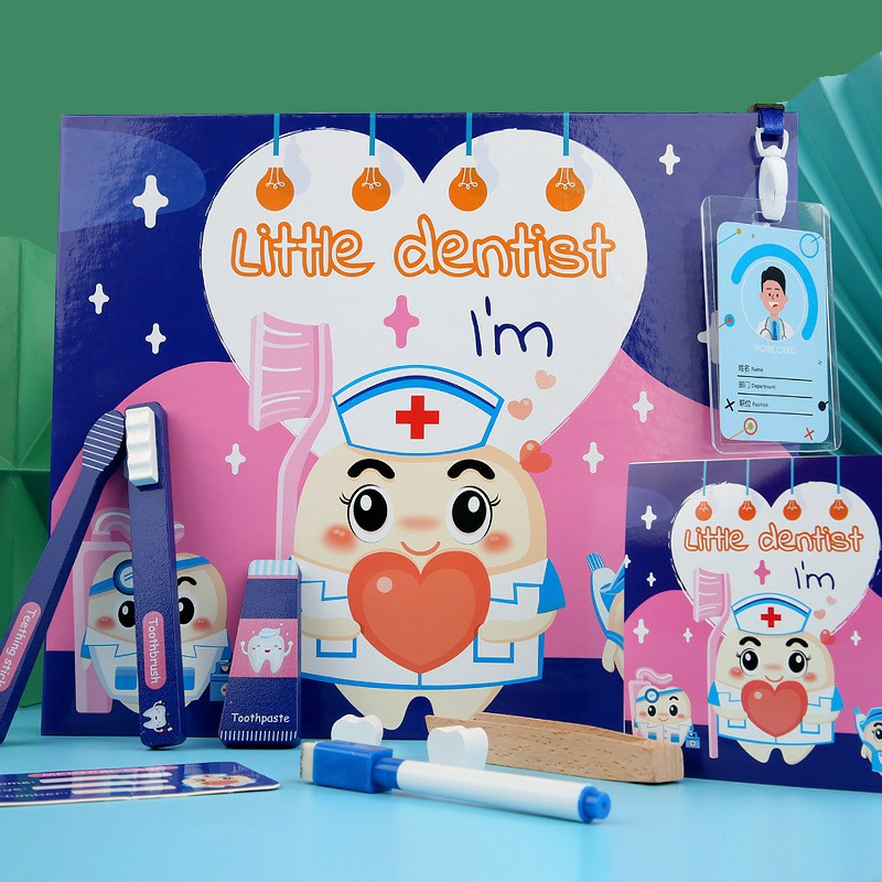 little dentist pretend play mainan kayu magnet dokter gigi