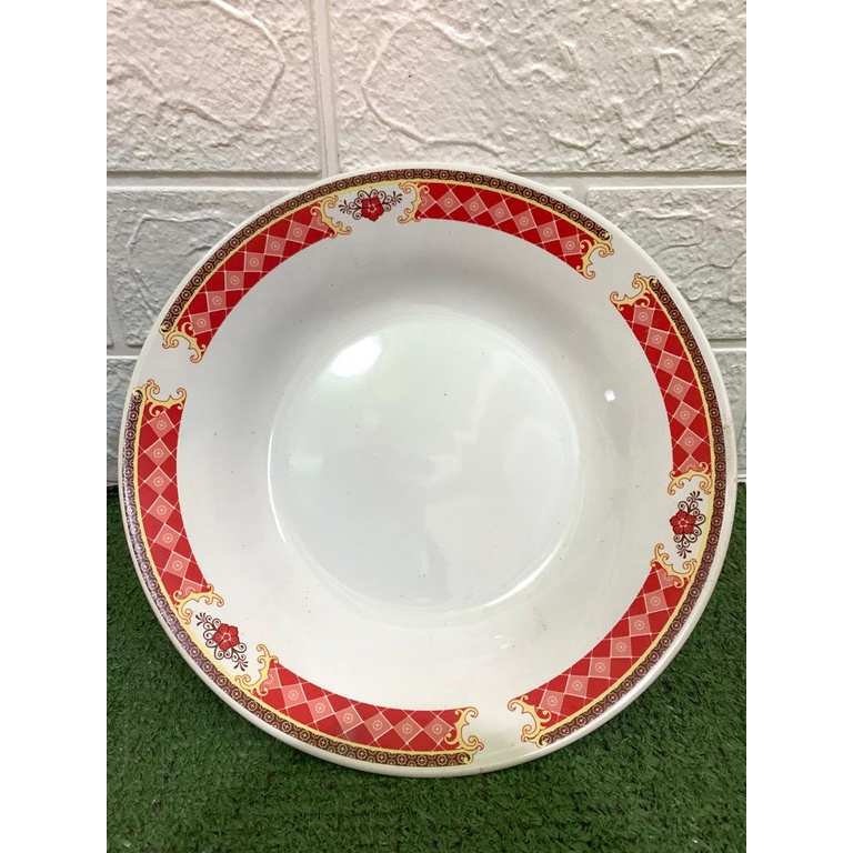 Piring makan porcelain motif bunga merah sunbird