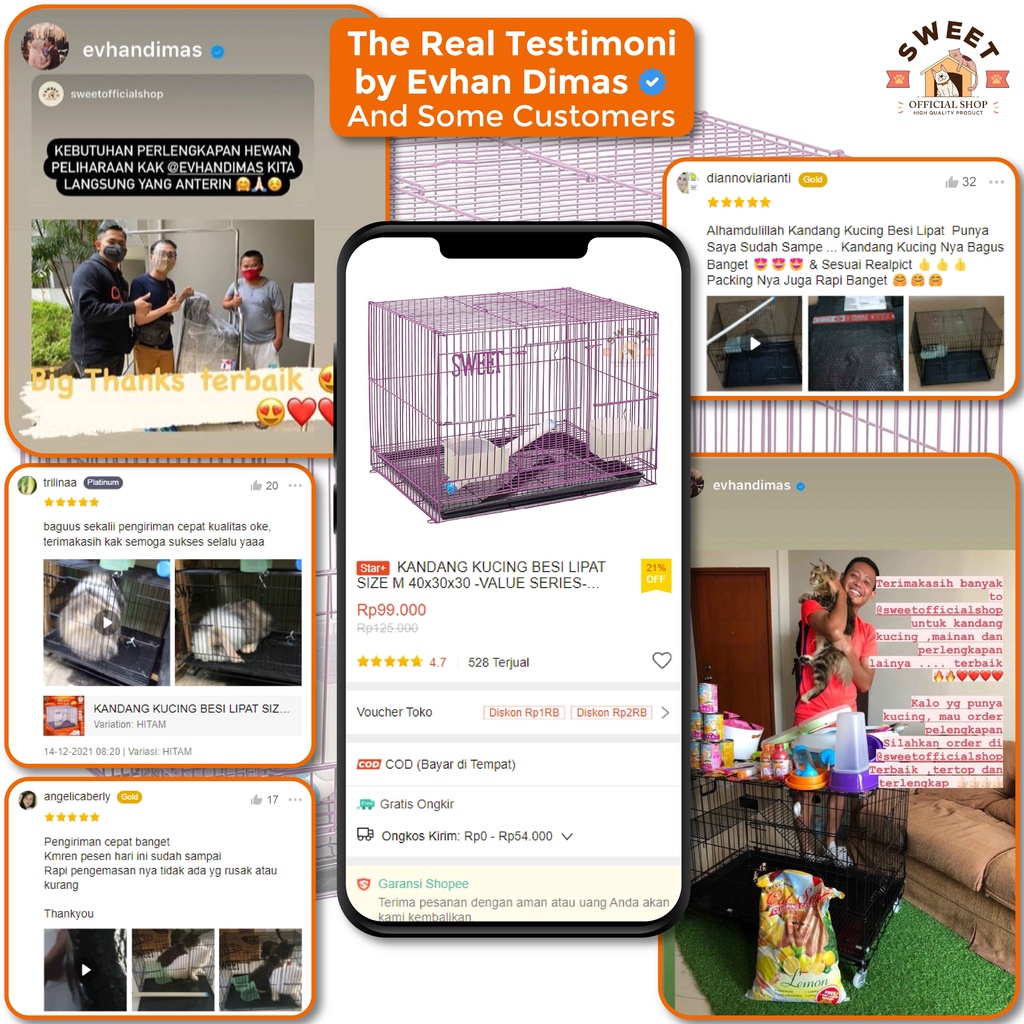 KANDANG KUCING BESI LIPAT SIZE M 40x30x30 -VALUE SERIES- IMPORT HIGH QUALITY - BEST PET CAGE KELINCI-4