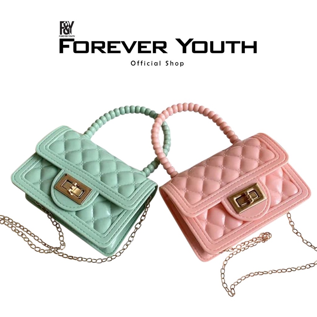 Tas Jelly Glossy Mini Rubber Bag Korea Import Real Pict Forever Youth - T108