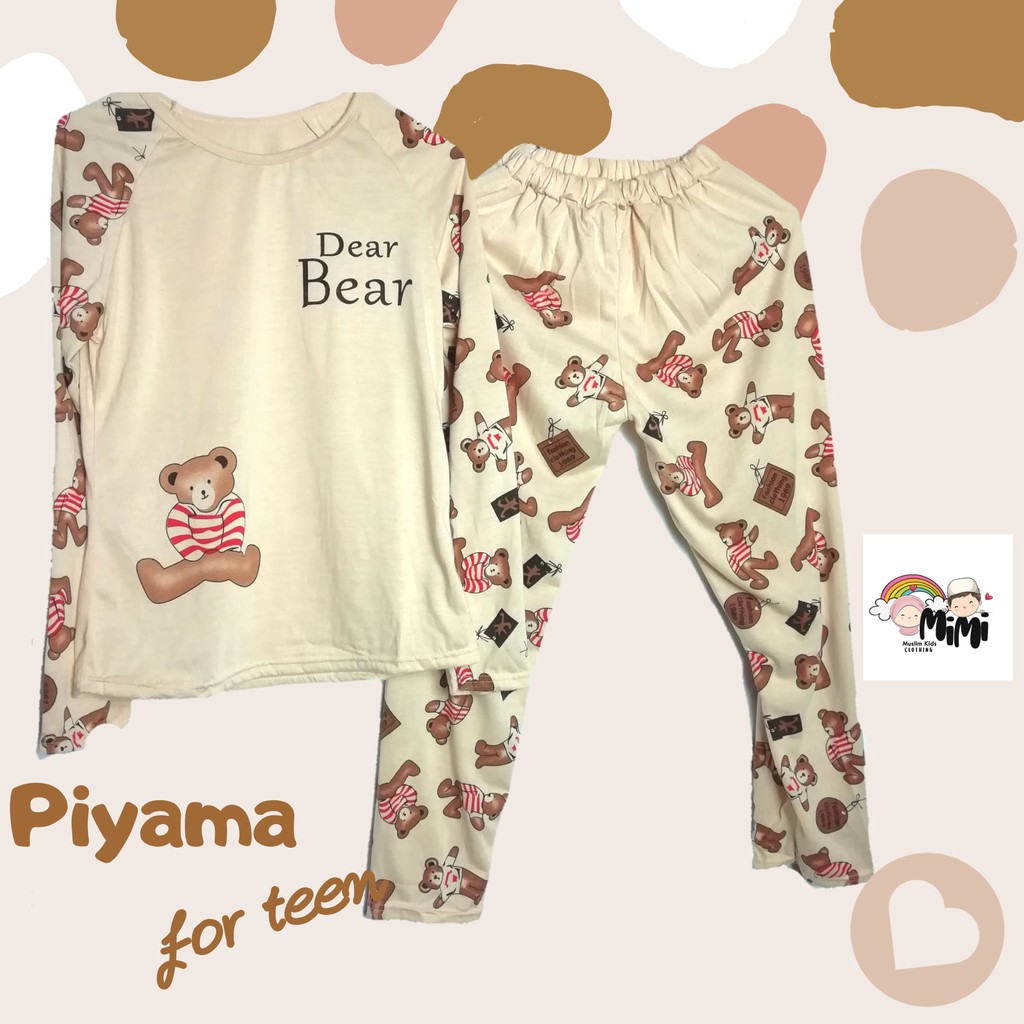 SET PIYAMA ANAK REMAJA MURAH BEAR BAJU TIDUR PEREMPUAN SETELAN