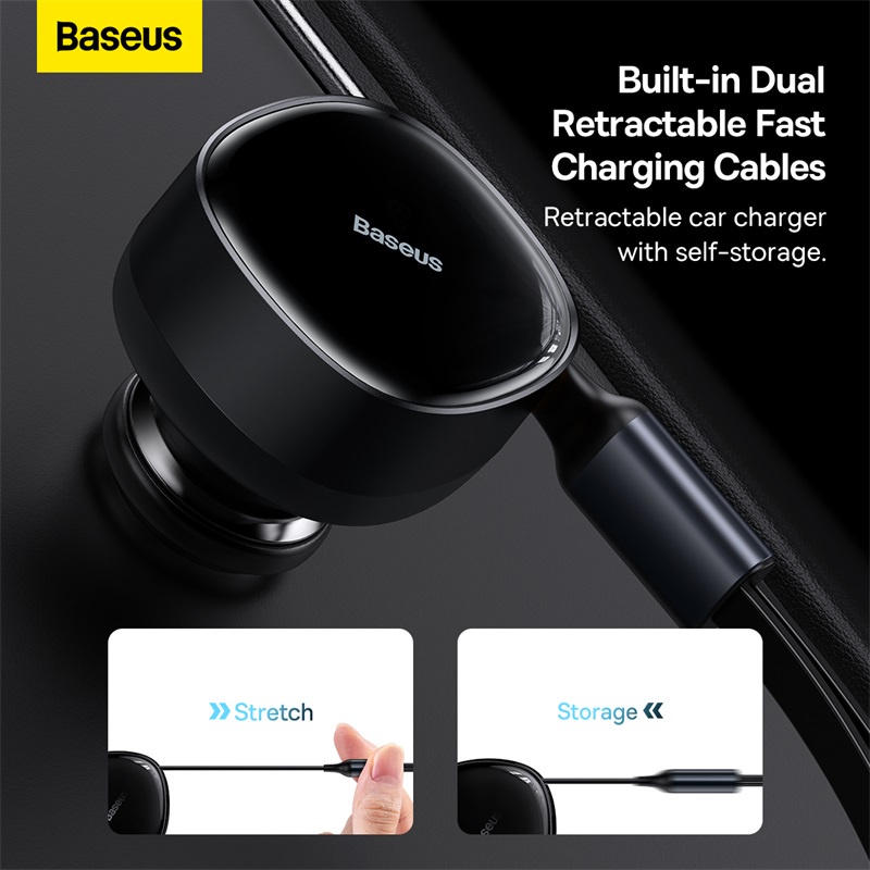 Baseus Car Charger Mobil 30W 2IN1 Built in Type-C Iphone Fast Charging