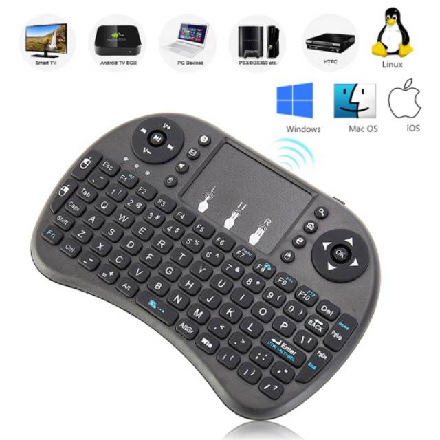 Keyboard Wireless Mini sekaligus Air Mouse Plus BATERAI support TV Box, Laptop, Smart TV, PC dll