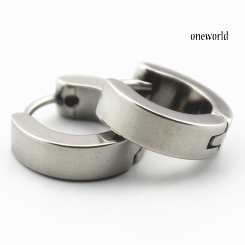 OW@ Men Women Fashion Punk Gothic Stainless Steel Hoop Stud Earrings Jewelry