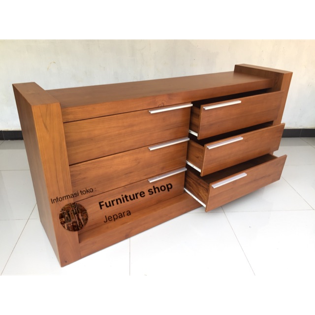 Bufet laci minimalis kayu jati asli