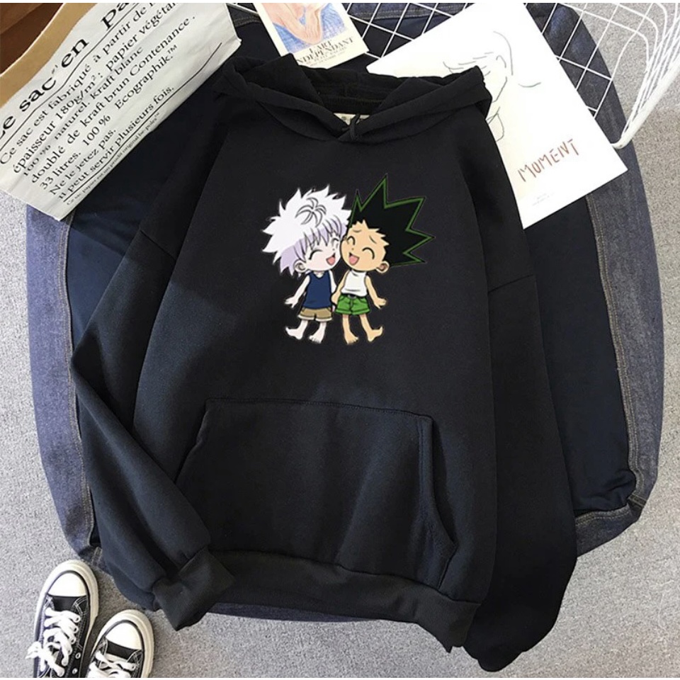 Gon Killua ANIME Jumper Hoodie II Sweater Hoodie Anime II Sweter Oblong Topi Sz M - XL ( Pria &amp; Wanita / Anak &amp; Dewasa )