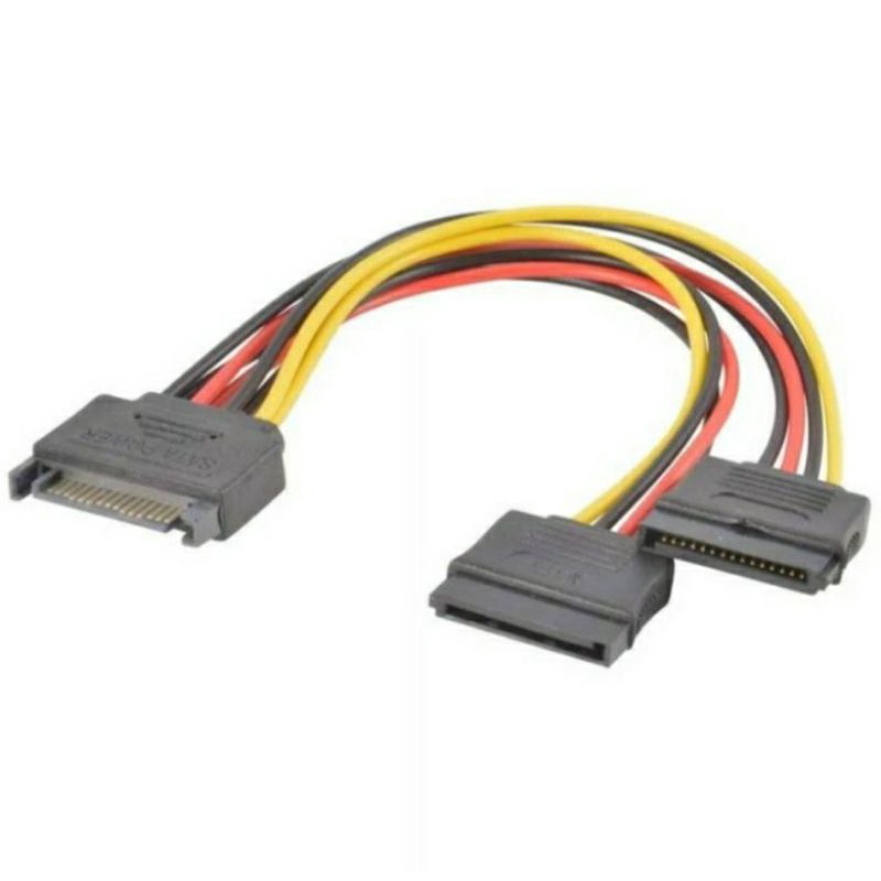 SKU-1280 KABEL SATA 15 PIN MALE TO DUAL FEMALE  SPLITTER CABANG LURUS