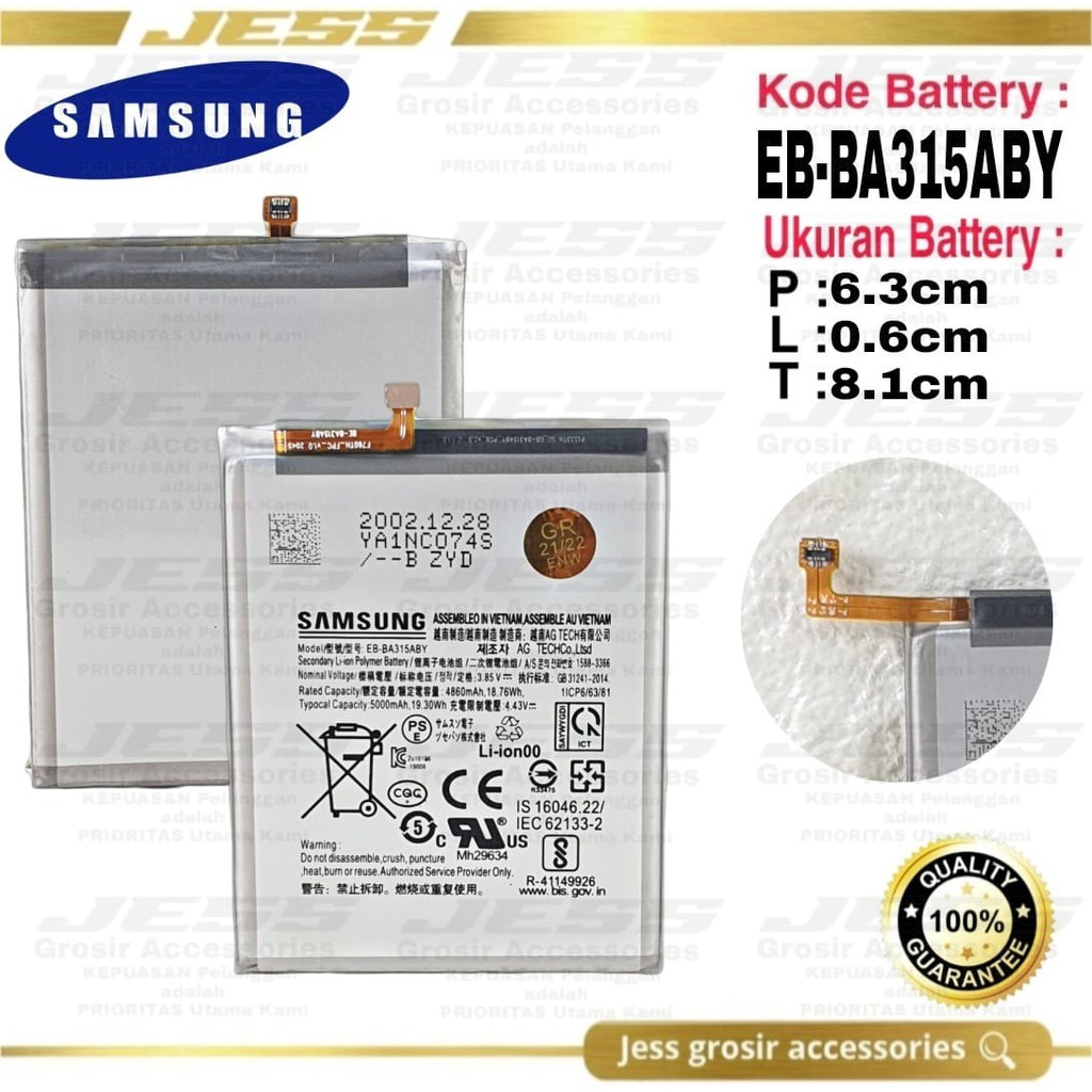 Baterai Battery Original Samsung Galaxy A31 / A315 / A315F / SM-A315G Galaxy A32 / A325 / A325F / SM-A325F Kode Batre EB-BA315ABY