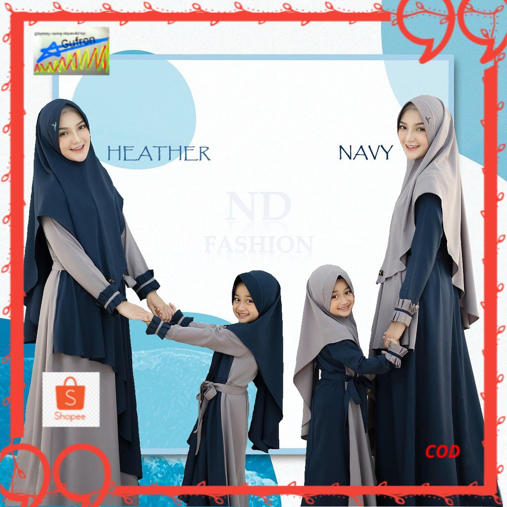 GAMIS SYAR'I COUPLE IBU DAN ANAK//GAMIS PEREMPUAN SYAR'I PLUS KERUDUNG IBU DAN ANAK
