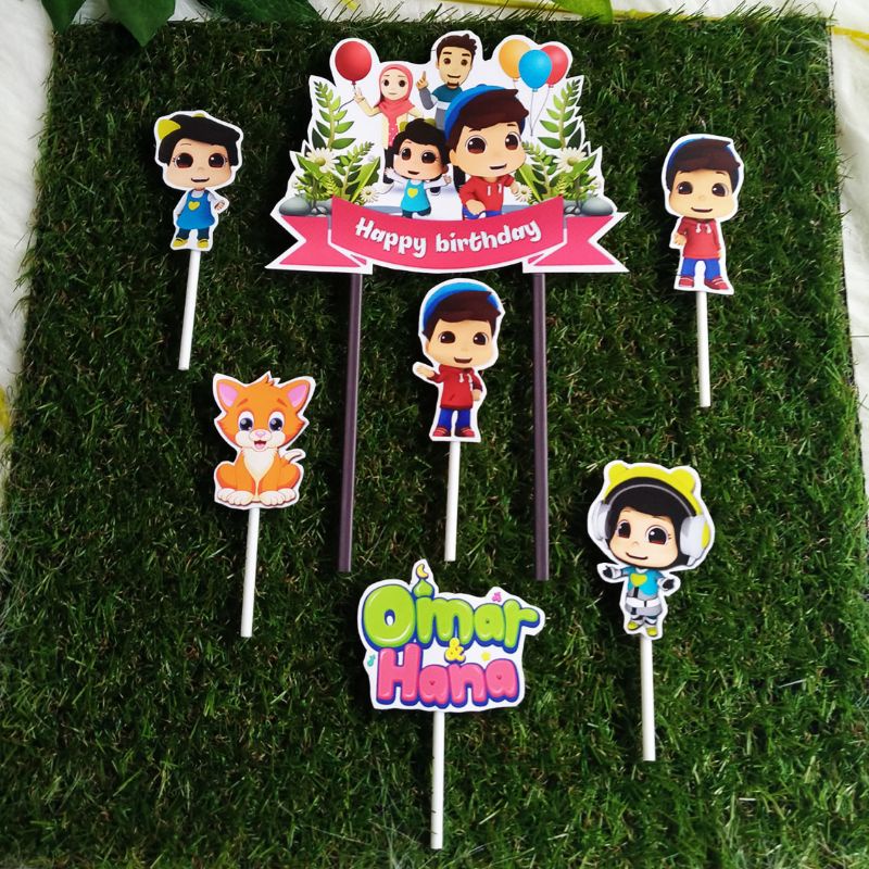 Topper Cake Omar hana Hiasan kue ulang tahun happy birthday