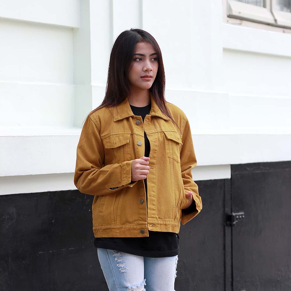 Jaket Jeans Wanita Korean Coklat