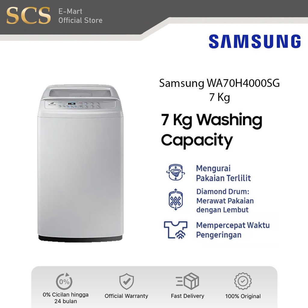 Samsung WA70H4000SG Mesin Cuci 7 Kg 70H4000