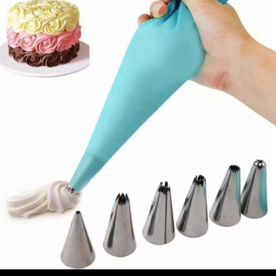 Piping bag silikon set nozzle spuit 8in1 serbaguna penghias kue pastry