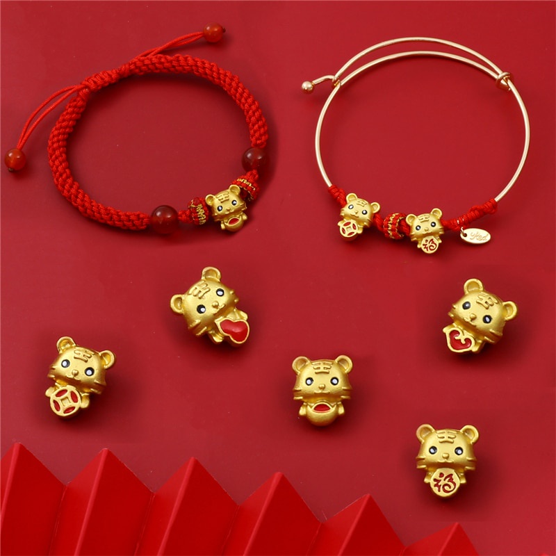 2/5 Pcs Multi-Ukuran Wufu Tahun Harimau Paduan Seng Pesona Manik-manik Liontin untuk DIY Beruntung Gelang Kalung Perhiasan Aksesoris