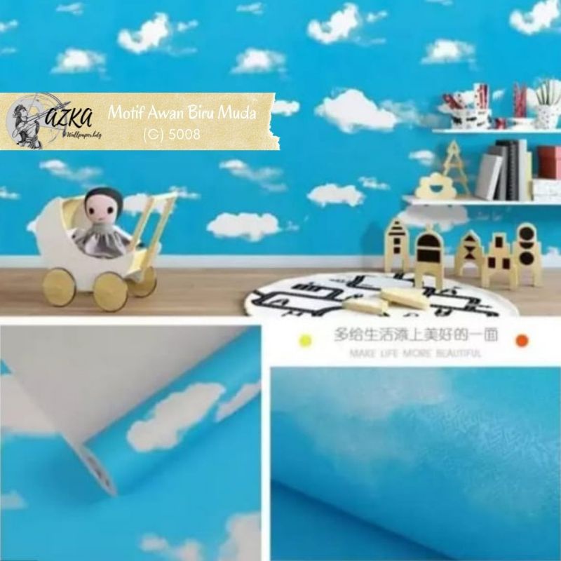 WALLPAPER STICKER MOTIF AWAN  / AWAN POLOS 10 Mtr X 45 Cm CY1102