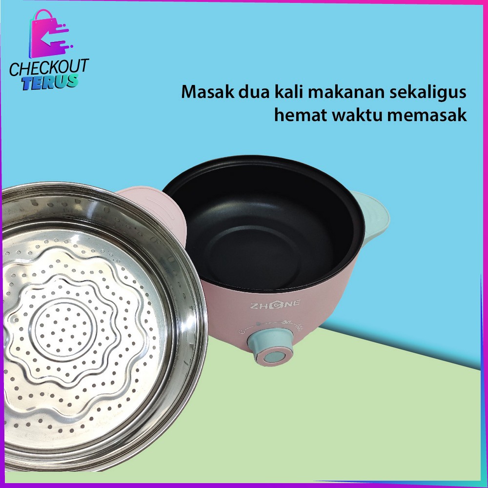 CT C521 Panci Listrik Electric Kukusan Serbaguna Panci Anti Lengket Cooker Tingkat Lapisan Keramik Multifungsi