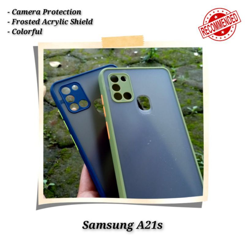 Bumper Case Samsung A21s Akrilik Dove Matte + 360 Ring Camera Protection Best Seller Hits 2021