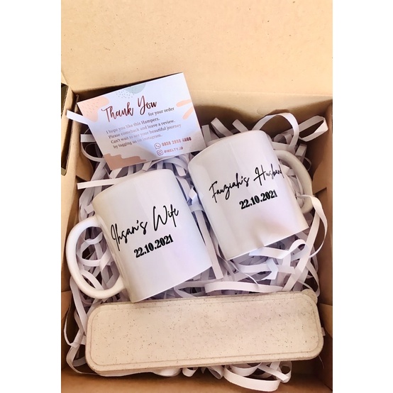 gift hampers box mug couple / gelas custome | gift wedding | couple | wedding gift
