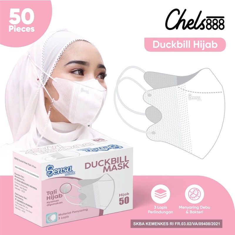 MASKER HIJAB DUCKBILL SENSA TEBAL PREMIUM FACE MASK 50PCS
