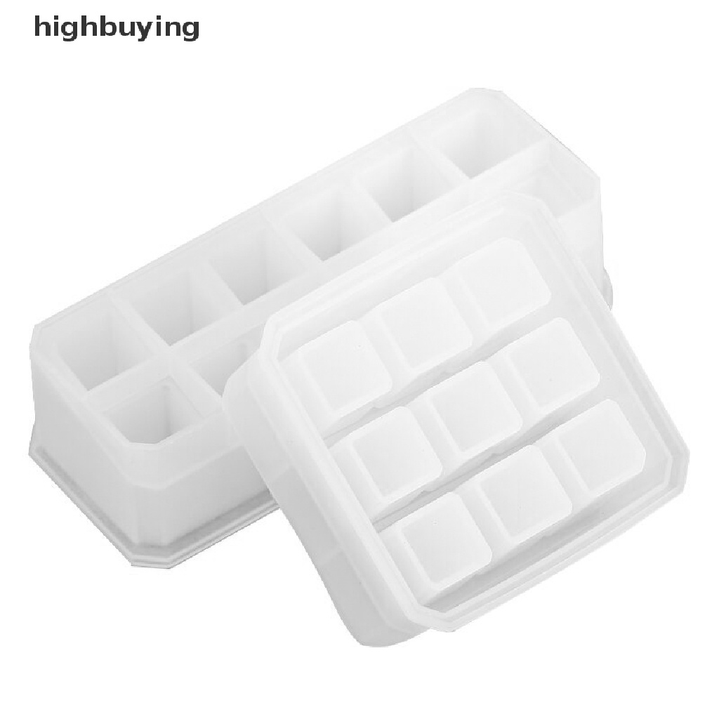 Hbid Cetakan Resin Epoxy Silikon 9 / 12 Sekat Untuk Membuat Kotak Penyimpanan Lipstick DIY
