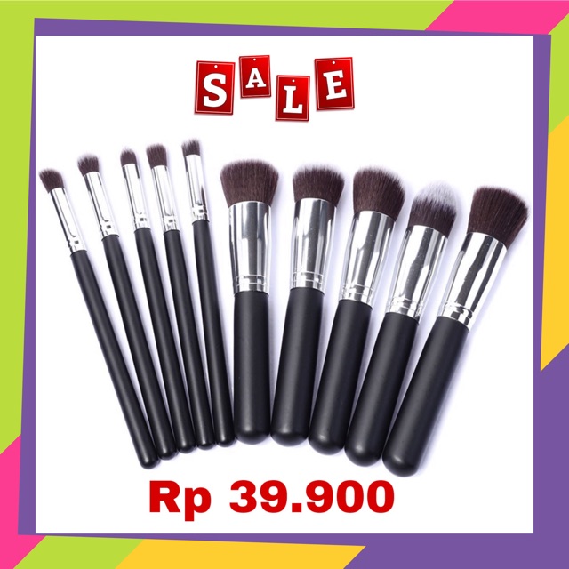 Make Up Brush 10 PCS - Black/Silver