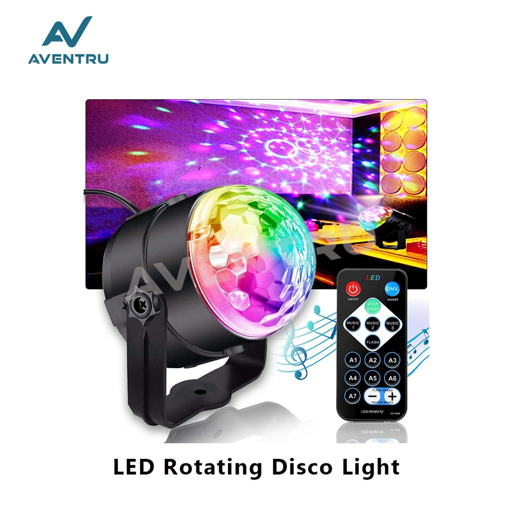Lampu Panggung/ LED Disco Rotating Crystal Magic Ball + Remote Control