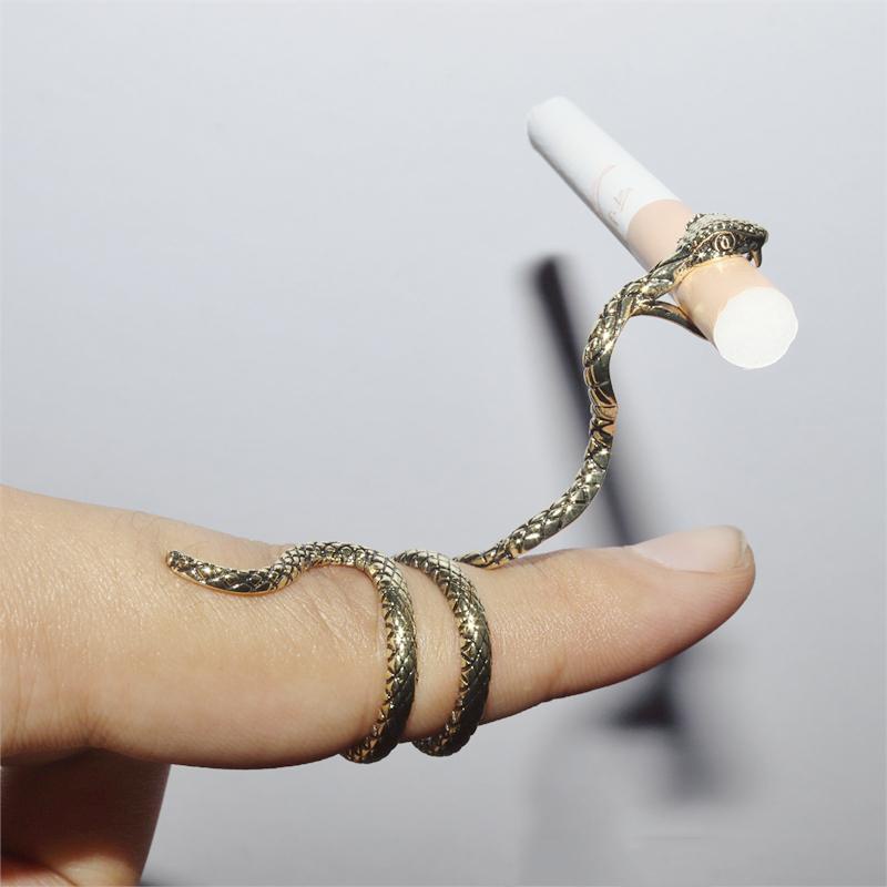 Fashion Kreatif Pemegang Rokok Rak Cincin Retro Naga Bentuk Jari Klip Hadiah untuk MenTrendy Rokok Merokok Acce