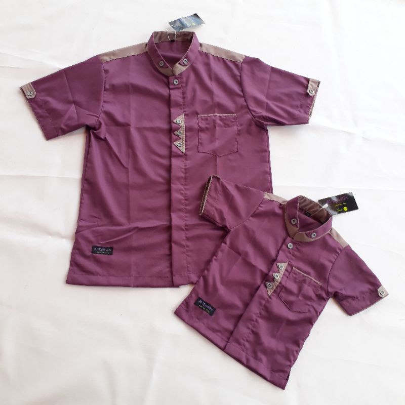 Kemko Ungu dusty Purple Koko Couple Kids & Junior, Kemeja Koko bahan Toyobo