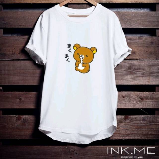 KAOS WANITA/ ATASAN WANITA/ Rilakkuma always eat/ RILAKKUMA TSHIRT/ KAOS RILAKKUMA
