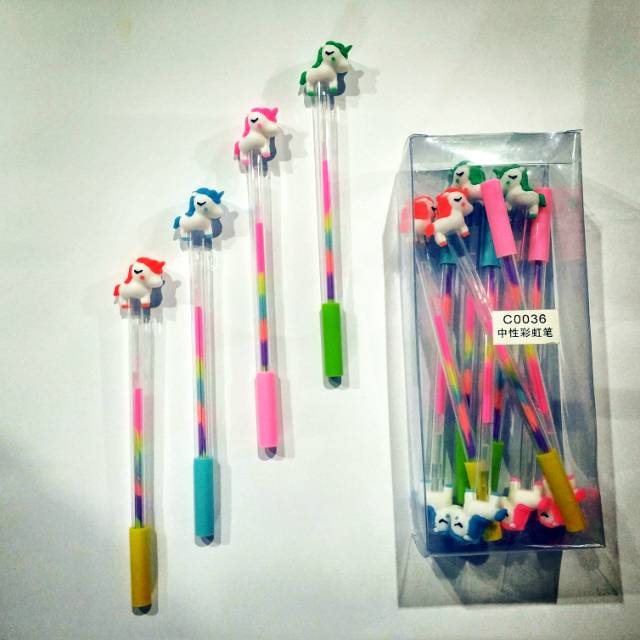 

Bolpen/ Pulpen gel pelangi karakter unicorn