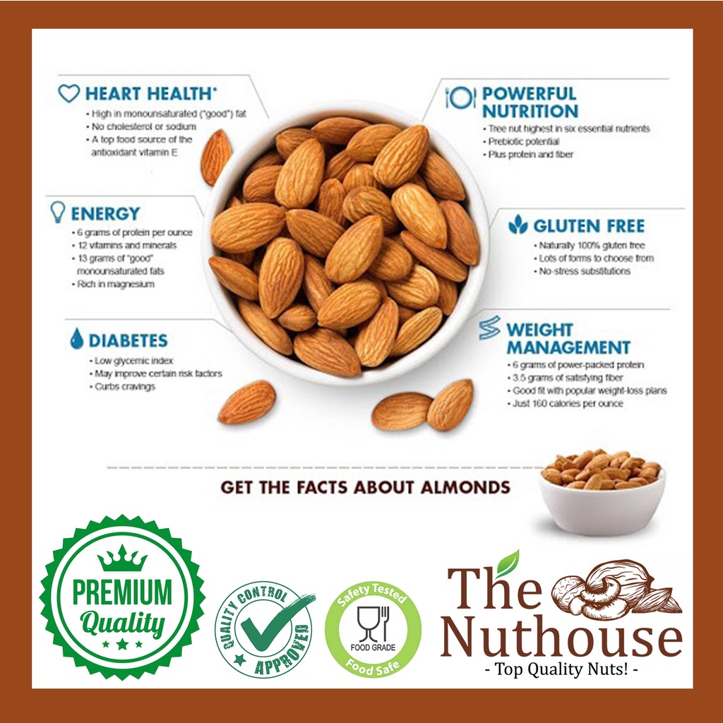 100gr Almond Whole Premium RAW / MENTAH NPX 27/30