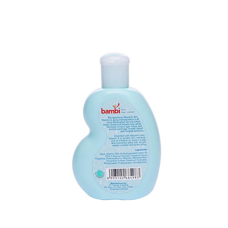 Bambi Baby Hair Lotion with Aloevera 100ml - Bambi Losion Rambut Bayi dengan Aloe vera Penumbuh Penebal Rambut Bayi