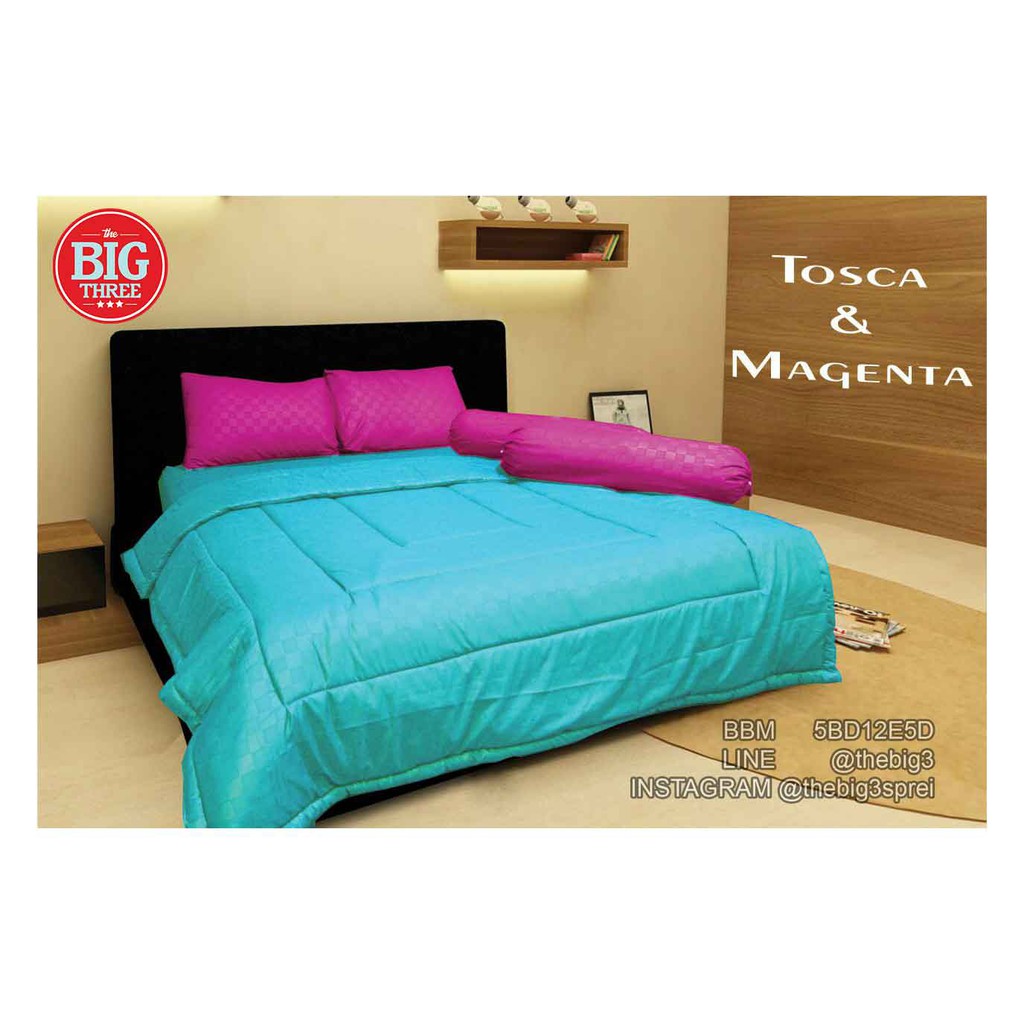 Set Sprei Flat 180x200 B2 Tinggi 30 ARABELLA Polos Magenta Tosca