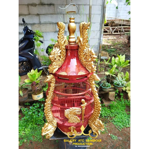 sangkar perkutut jati ukir naga bawang