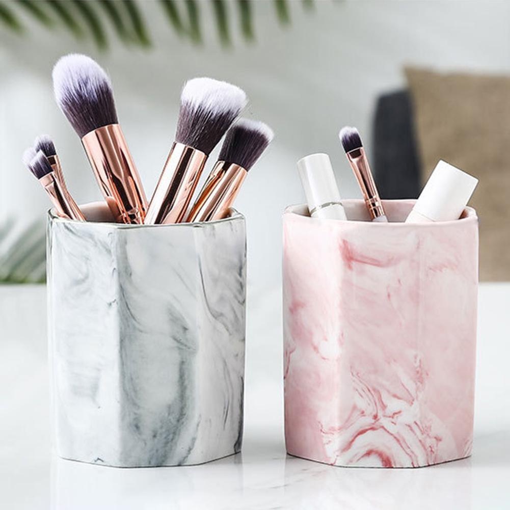 Brush Holder Ceramic Marble Rectangle Gelas Tempat Brush Make Up Organizer Tempat Brush Make Up Tempat Brush Tempat Kuas Makeup