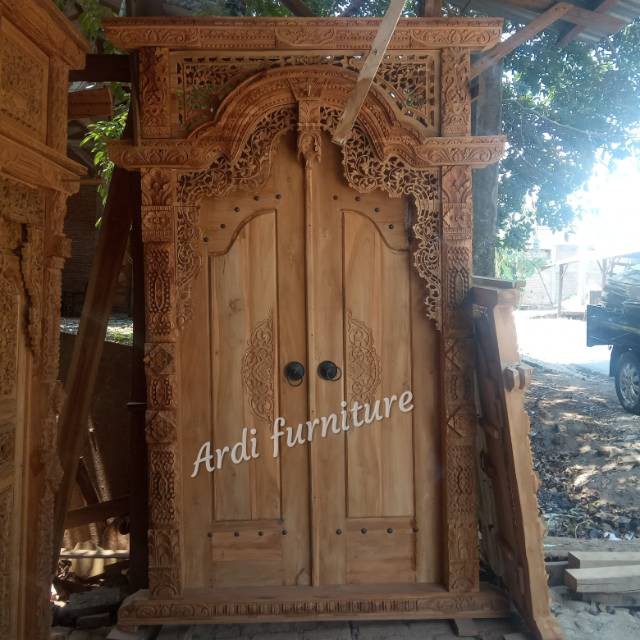 Pintu rumah gebyok ukir kayu jati meubel jepara