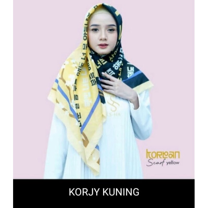 Hijab deenay kw motif tulisan korea