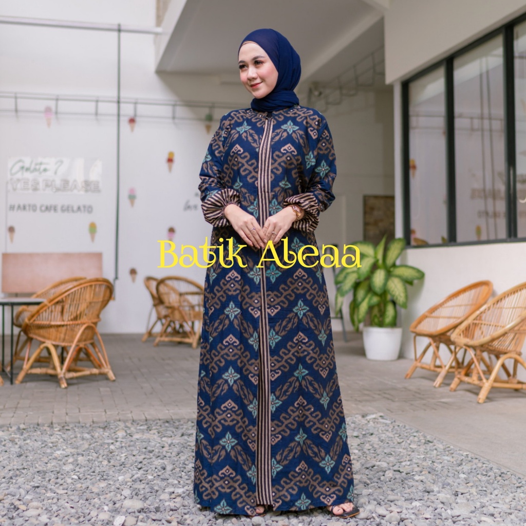 NEW ARRIVAL COUPLE KELUARGA GAMIS HEM SONGKET ZIGZAG BARU BIRU