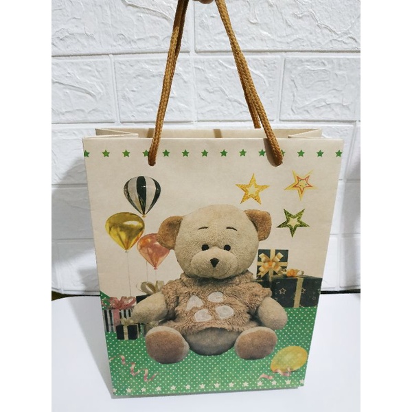 LK23  Paper Bag 23x18x8cm Motif Beruang/Bunga 9086599