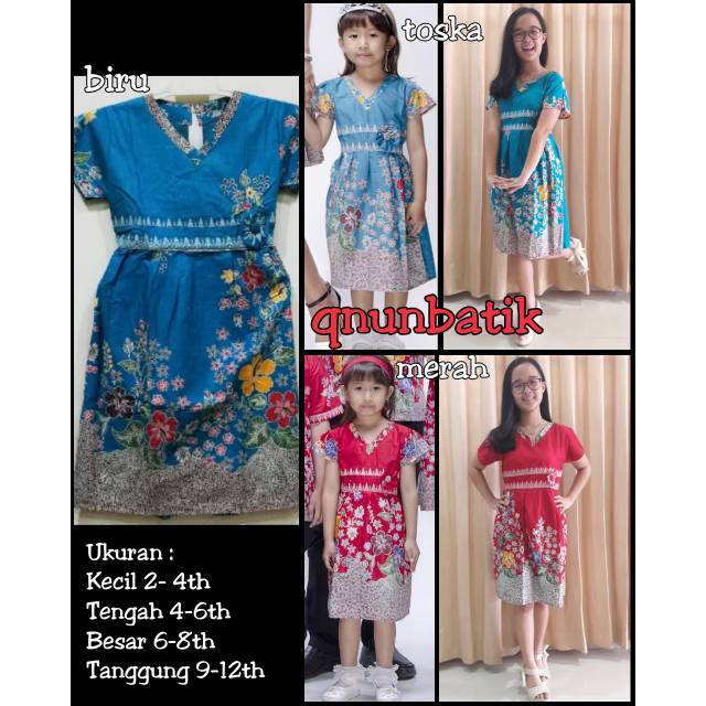 Qnunbatik Dress/terusan Batik Anak Perempuan Silvy Bunga