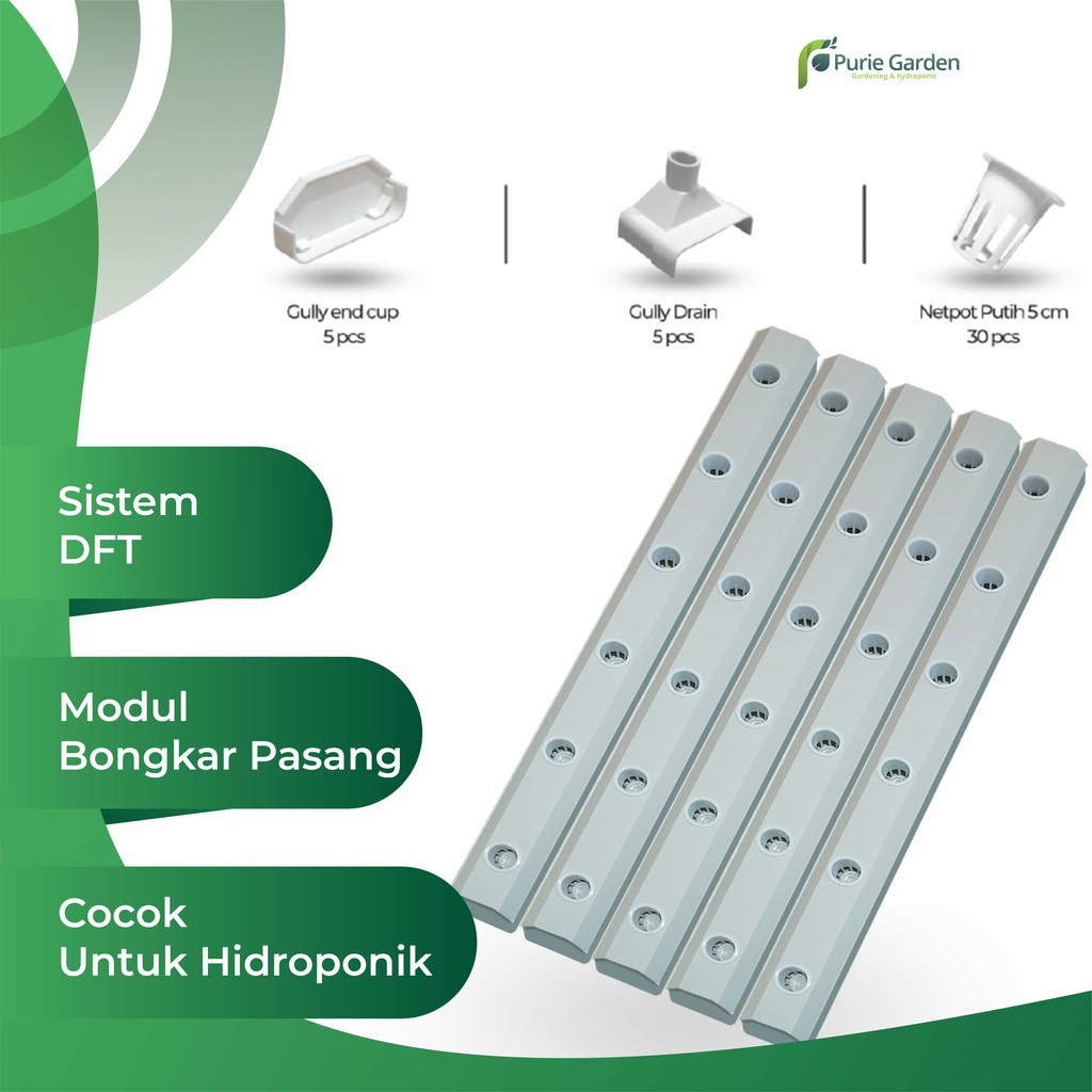 Hidroponik Set Gully Trapesium 30 Lubang PG SBY