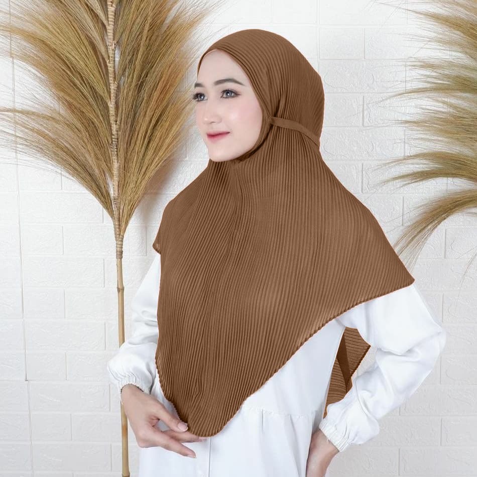 JILBAB BERGO PLISKET maryam diamond italiano | kerudung plisket lidi full | hijab bergo tali plisket