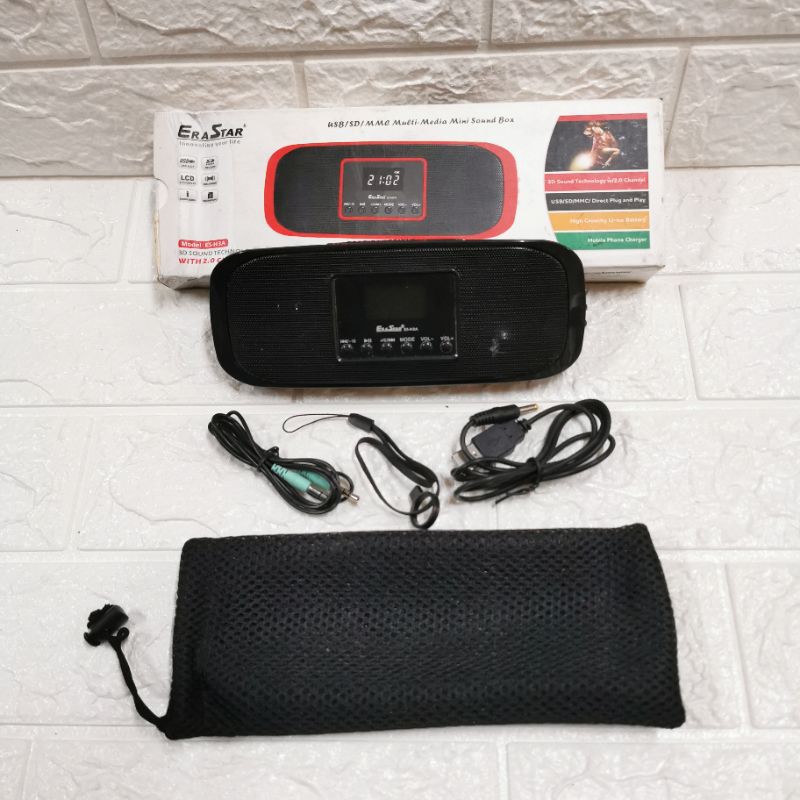 ERA STAR ES H3A MINI SPEAKER SOUND BOX PORTABLE KECIL VINTAGE JADUL USB SD MMC CARD MURAH MP3 PLAYER