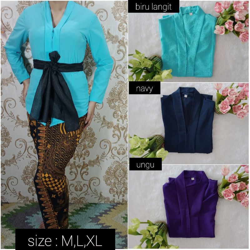 Kebaya Kartini Sifon Polos Lengan Panjang