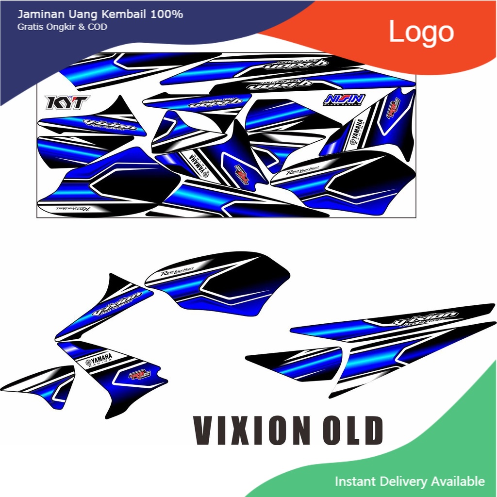 SAHILA OLSHOP COD-STRIPING/STICKER VARIASI MTOR YAMAH VIXION OLD MOTIF RACING STYLE BIRU/STICKER VAR