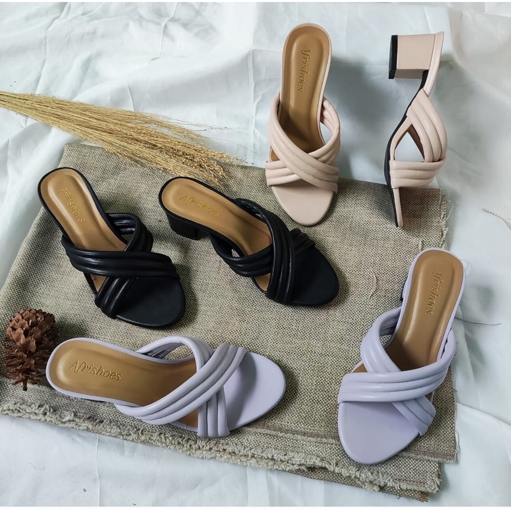 Afrishoes Pearly Sandal Heels Wanita Silang Empuk